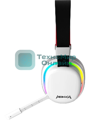 Гарнитура Marvo HG9069W Monka Echo белый, беспроводная + проводная, радиоканал, до 10 ч, подсветка, совместимость с PS5, Xbox