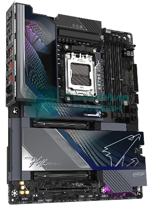 Материнская плата Gigabyte X870E AORUS MASTER X3D, AM5, AMD X870E, 4xDDR5, 4xSATA, 5xM.2, 2xPCIe 5.0 x16, 1xPCIe 4.0 x16, 1xHDMI, 1x5Gb LAN, 1x10Gb LAN, Wi-Fi 7, Bluetooth 5.4, 2xUSB-C 40Gbps (USB4), 1xUSB-C 20Gbps, 1xUSB-C 10Gbps, 7xUSB-A 10Gbps, 3x3.5 мм + S/PDIF оптический, 7.1, ATX