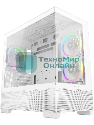 Компьютерный корпус Deepcool CG380 3F WH без БП, боковое окно (панорама), 3x120мм ARGB PWM вентилятора, белый, mATX