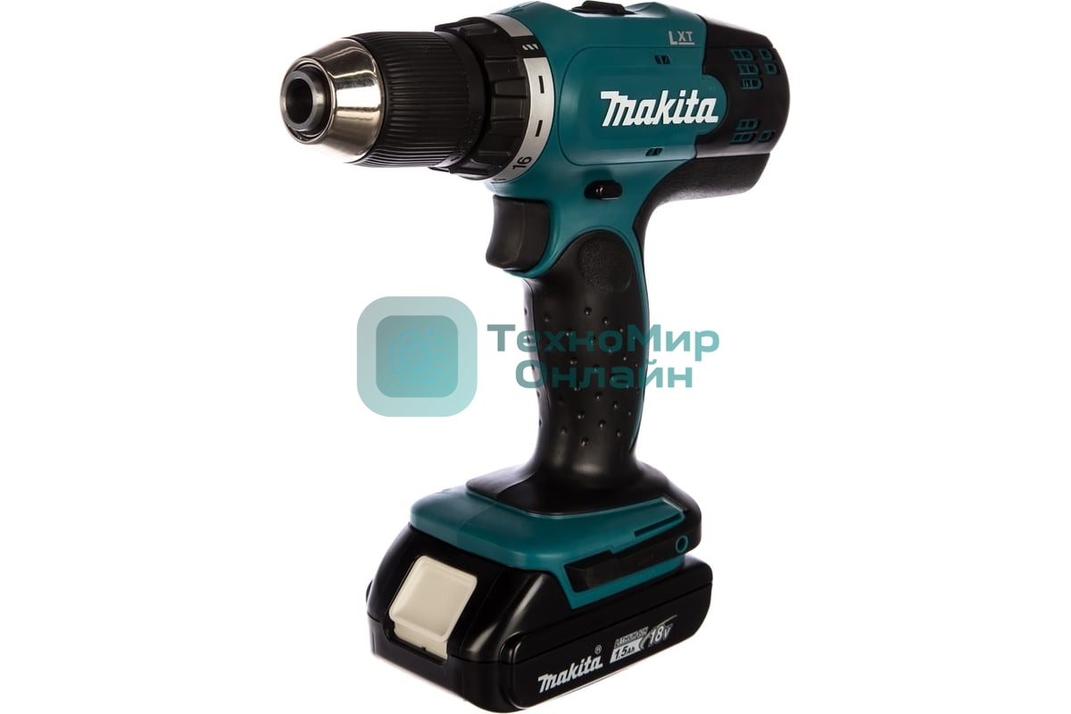 Дрель-шуруповерт Makita DDF453SYE, 18 В, 1,5 Ач, 42 Нм, щеточный
