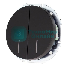 Выключатель 2-кл. СП OSEN 10А IP20 с подсветкой механизм черный бархат LEZARD 743-4288-112