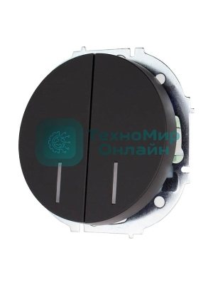 Выключатель 2-кл. СП OSEN 10А IP20 с подсветкой механизм черный бархат LEZARD 743-4288-112