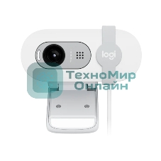 Веб-камера Logitech Brio 100 1920x1080, 30 кадр/с, USB Type-A, микрофон (шумоподавление), шторка приватности, автоосвещение, универсальное крепление белая