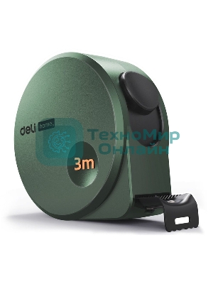 Измерительный и разметочный инструмент Deli Рулетка Home Series Green HT8316L 3м х 16мм, эксклюзивный дизайн, корпус - высококачественный софттач пластик