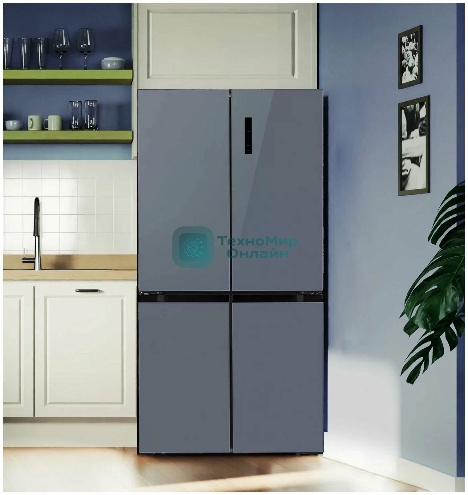 Холодильник LEX LCD505GbGID серый трехкамерный 321/144л морозилка снизу, No Frost, Side by Side