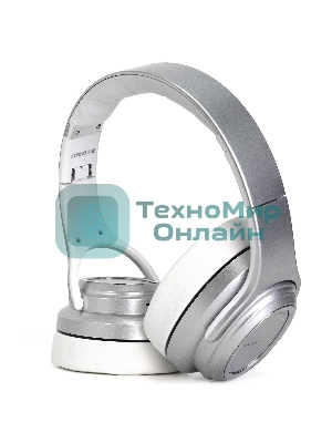 Беспроводные/проводные наушники Crown CMBH-5050 серебристый, накладные, Bluetooth + проводной, складная конструкция, до 10 ч
