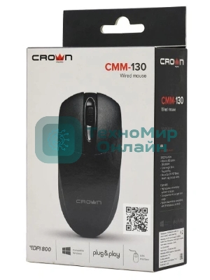 Мышь проводная CROWN CMM-130 черный