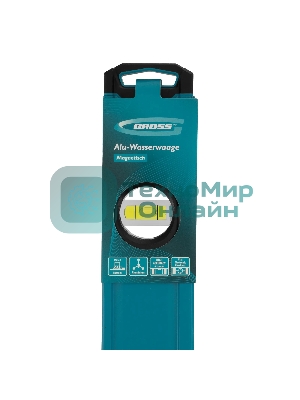 Уровень Gross 33650 алюминиевый, магнит., фрезерованный, 2 глазка, 0,5 мм/м, 400 мм