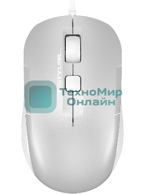 Мышь проводная A4Tech Fstyler FM26S серебристый/белый, 1600 dpi, USB, кнопки - 4