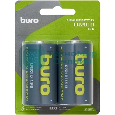 Батарея Buro Alkaline LR20 D 18000mAh (2шт) блистер, 1.5 В