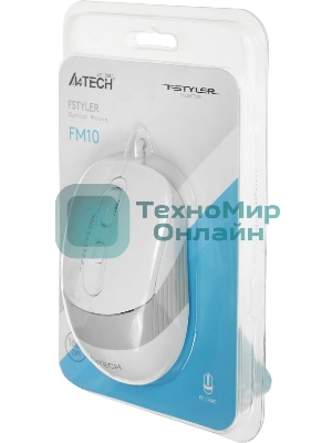 Мышь проводная A4Tech Fstyler FM10 белый/серый, 1600 dpi, USB, кнопки - 4