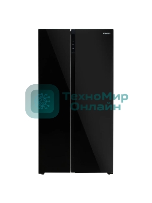 Холодильник Hyundai CS5003F черное стекло двухкамерный 331/165л морозилка сбоку, No Frost, Side by Side