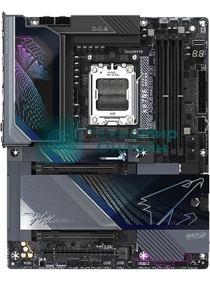 Материнская плата Gigabyte X870E AORUS MASTER X3D, AM5, AMD X870E, 4xDDR5, 4xSATA, 5xM.2, 2xPCIe 5.0 x16, 1xPCIe 4.0 x16, 1xHDMI, 1x5Gb LAN, 1x10Gb LAN, Wi-Fi 7, Bluetooth 5.4, 2xUSB-C 40Gbps (USB4), 1xUSB-C 20Gbps, 1xUSB-C 10Gbps, 7xUSB-A 10Gbps, 3x3.5 мм + S/PDIF оптический, 7.1, ATX