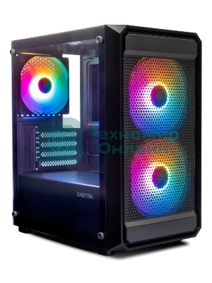 Компьютерный корпус XASTRA A303M 3FRGb Black mATX/Mesh/ tempered glass/2x140мм + 1x120мм FRGb fans/ A303M-2FC14F-1FC12F