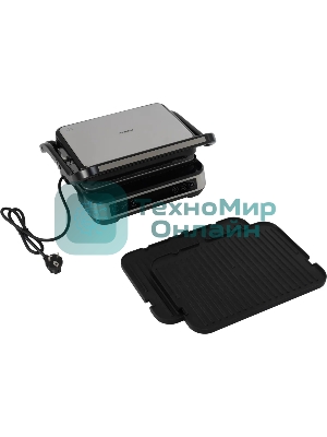 Гриль электрический Hyundai HYG-5020 2000Вт серебристый/черный