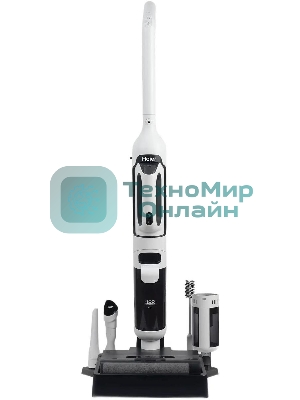Пылесос вертикальный моющий Haier HWND Q1 белый/черный, питание от аккумулятора, 150 Вт, уборка сухая/влажная, пылесборник 0.4 л