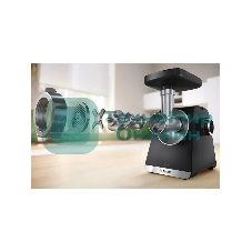 Мясорубка электрическая Bosch MFWS660B черный, 2100 Вт, 3.5 кг/мин, реверс, защита от перегрузки, насадки - 7