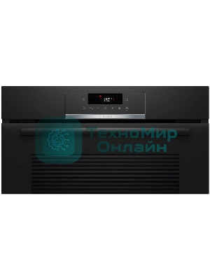 Встраиваемый духовой шкаф с добавлением пара Bosch HQG572EB3 Serie 4, Auto Pilot 15, объем 71 л , 9 режимов нагрева, 3D Hotair, Soft move door,телескопические направляющие 1уровень,гидролиз и пиролиз, сенсорное управление, черный+профиль из нержавеющей стали
