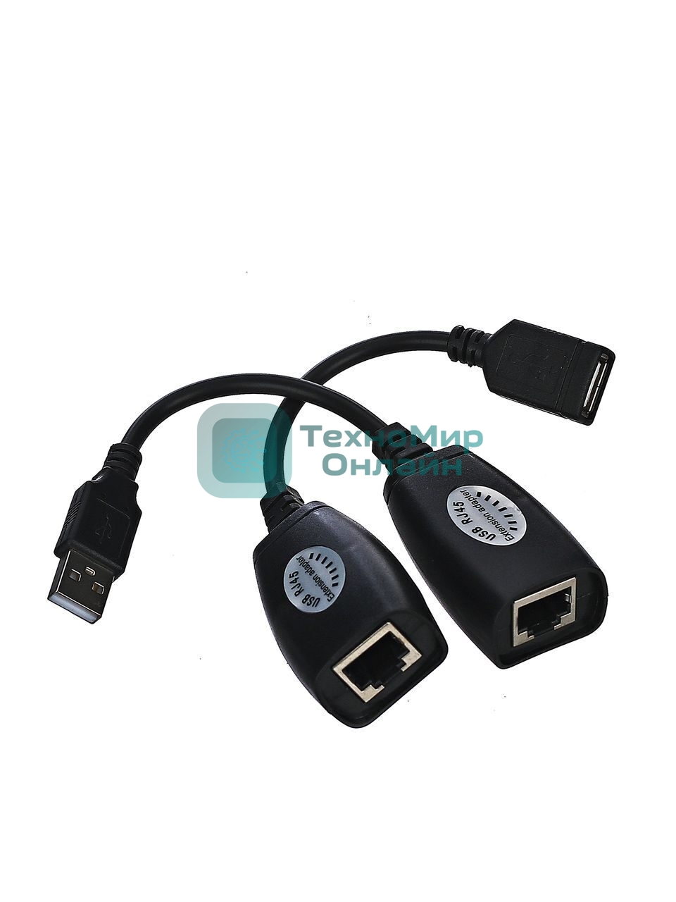 Кабель AM/AF удлинитель USB по витой паре VCOM (AM/RJ45-RJ45/AF) до 45m CU824