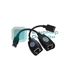Кабель AM/AF удлинитель USB по витой паре VCOM (AM/RJ45-RJ45/AF) до 45m CU824