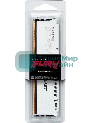 Оперативная память Kingston Fury Beast, DDR5, 32Gb (1x32Gb), 5600MHz, CL36, DIMM, с радиаторами, белый