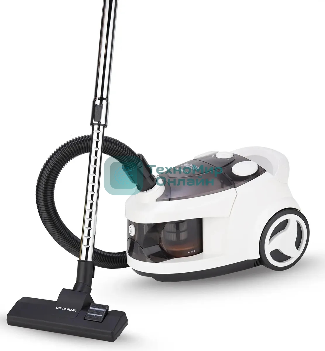 Пылесос Coolfort CF-3040 белый, 250/1800 Вт, уборка сухая, пылесборник контейнер 2 л
