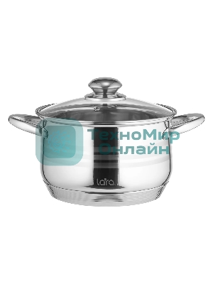 Кастрюля Lara LR02-584 SONATA 22x13 см, 4.9 л, нержавеющая сталь, индукция, с крышкой