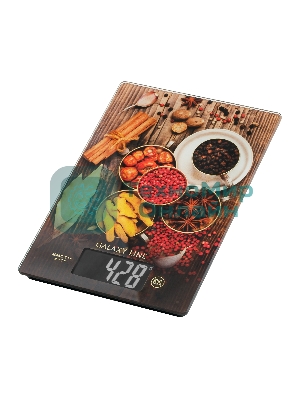 Весы кухонные Galaxy Line GL 2821, стекло, платформа из высокопрочного стекла, максимальный вес 8 кг