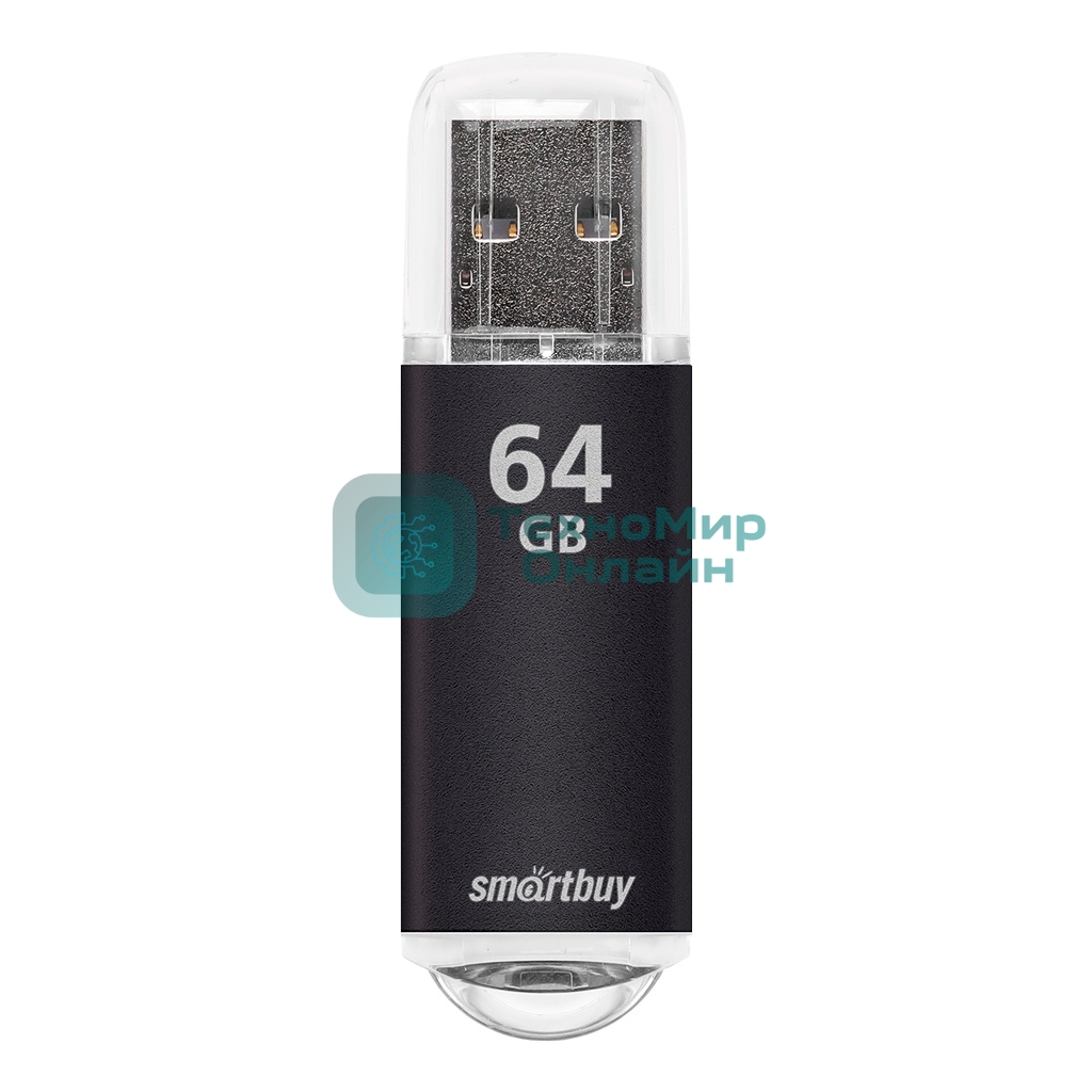 Флешка USB SmartBuy V-CUT black (SB64GbVC-K), 64Gb, USB 2.0, R/W 25/15, черный