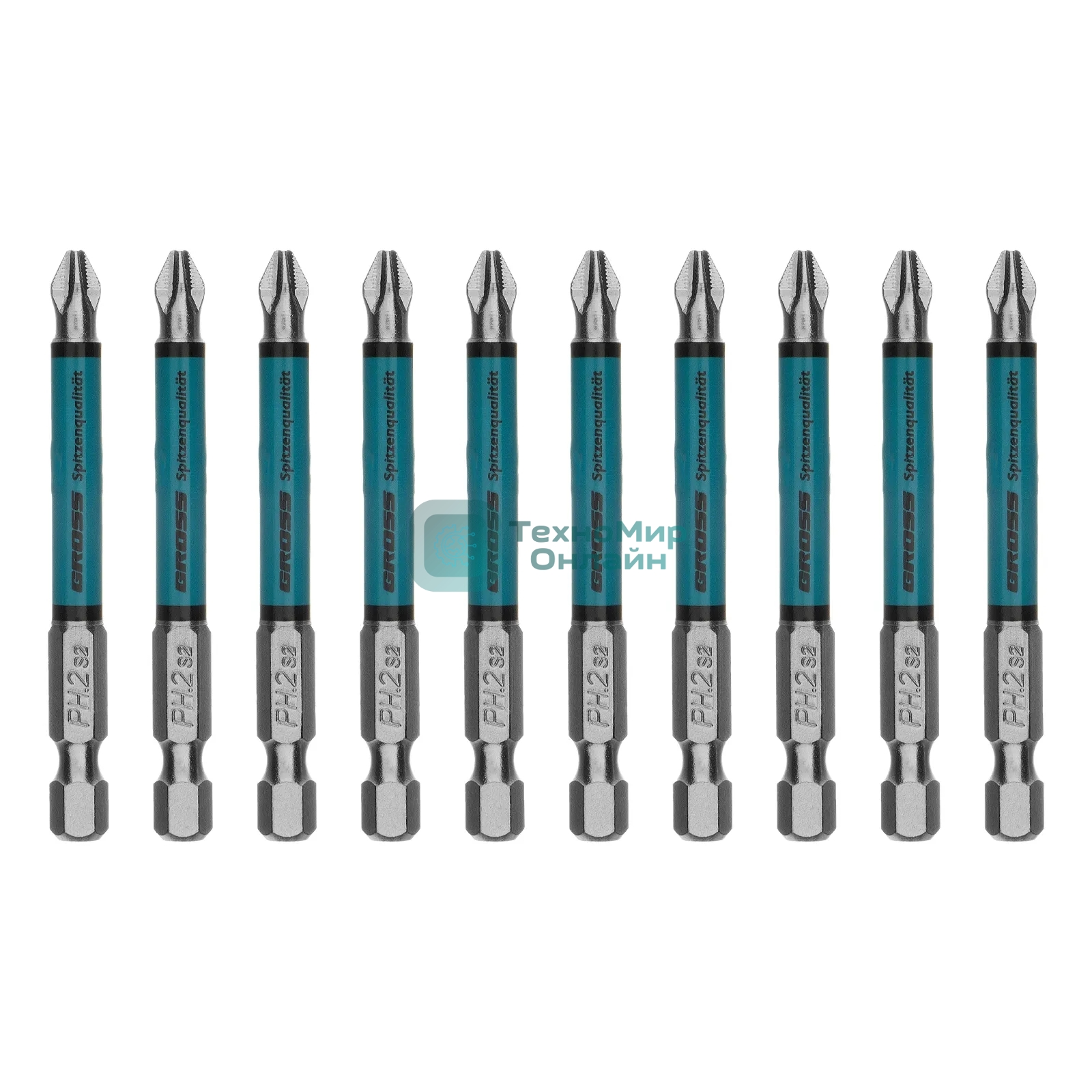 Бита Gross PH2х70 мм, сталь S2, кругл., отрывн., 10 шт.