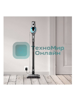 Пылесос вертикальный Redmond RV-UR380 серый/голубой, питание от аккумулятора, 300 Вт, уборка сухая, пылесборник 0,55 л