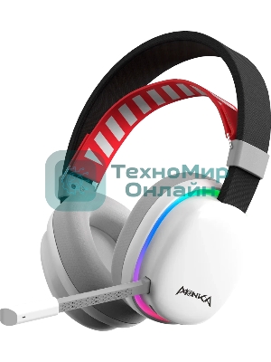 Гарнитура Marvo HG9069W Monka Echo белый, беспроводная + проводная, радиоканал, до 10 ч, подсветка, совместимость с PS5, Xbox