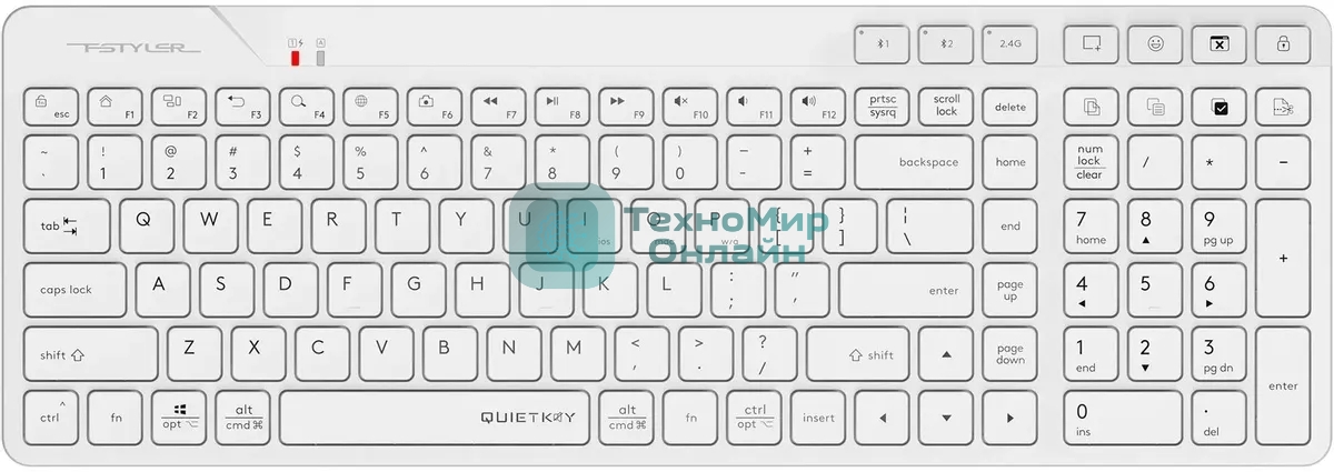 Клавиатура A4Tech Fstyler FBK27C AS белый USB беспроводная BT/Radio slim Multimedia (FBK27C AS)