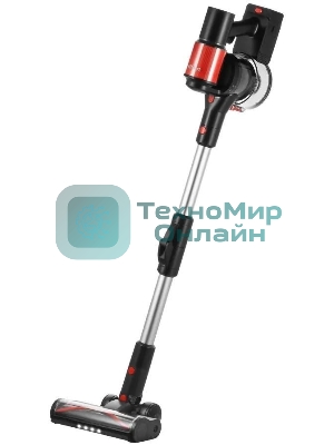 Пылесос вертикальный Kitfort КТ-5389 черный/красный, питание от аккумулятора, 225 Вт, уборка сухая, пылесборник 1 л