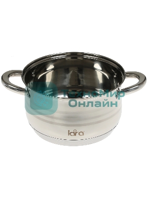 Кастрюля Lara LR02-584 SONATA 22x13 см, 4.9 л, нержавеющая сталь, индукция, с крышкой