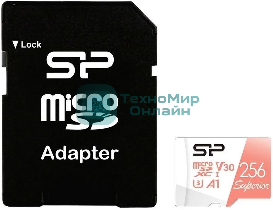 Флеш карта microSD 256Gb Silicon Power Superior A1 microSDXC Class 10 UHS-I U3 100/80 Mb/s (SD адаптер)