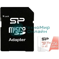 Флеш карта microSD 256Gb Silicon Power Superior A1 microSDXC Class 10 UHS-I U3 100/80 Mb/s (SD адаптер)