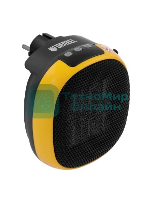 Тепловентилятор керамический Denzel DTFC-700 портативный, черный/желтый, 700 Вт, 10 м2, цифровой термостат