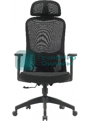 Кресло компьютерное Cactus CS-MC515-BK черный, сиденье черный, сетка/ткань, с подголов. крестов. пластик, пластик черный