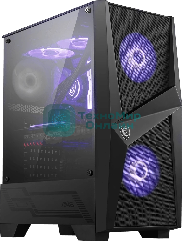 Компьютерный корпус MSI MAG FORGE 100M/mid-tower, ATX, tempered glass side panel/2x RGb 120мм & 1x 120мм fans inc./MAG FORGE 100M