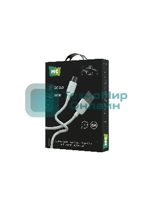 Дата-кабель MORE CHOICE (4620202554444) K85as USB 6.0A QC3.0 66W - 1м, белый