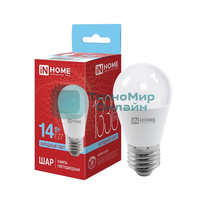 Лампа светодиодная LED-ШАР-VC 14Вт 230В E27 6500К 1330лм IN HOME 4690612047836