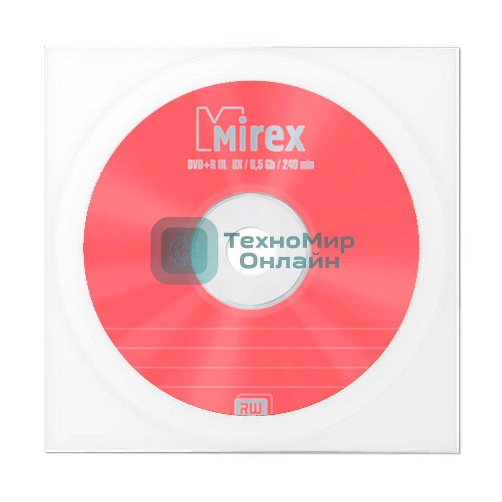 Диск DVD+R Mirex 8.5 Gb, 8x, Бум. конверт (1), Dual Layer (1/150)