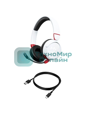 Гарнитура HyperX Cloud Mini белый, беспроводная + проводная, Bluetooth, до 25 ч, совместимость с PS5, Xbox