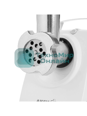 Мясорубка электрическая Аксион М33.01 белый, 1500 Вт, 1.7 кг/мин, реверс, защита от перегрузки, насадки - 3