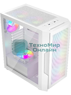 Компьютерный корпус 1STPLAYER TRILOBITE T7-P белый, ATX, 4x120мм LED fans