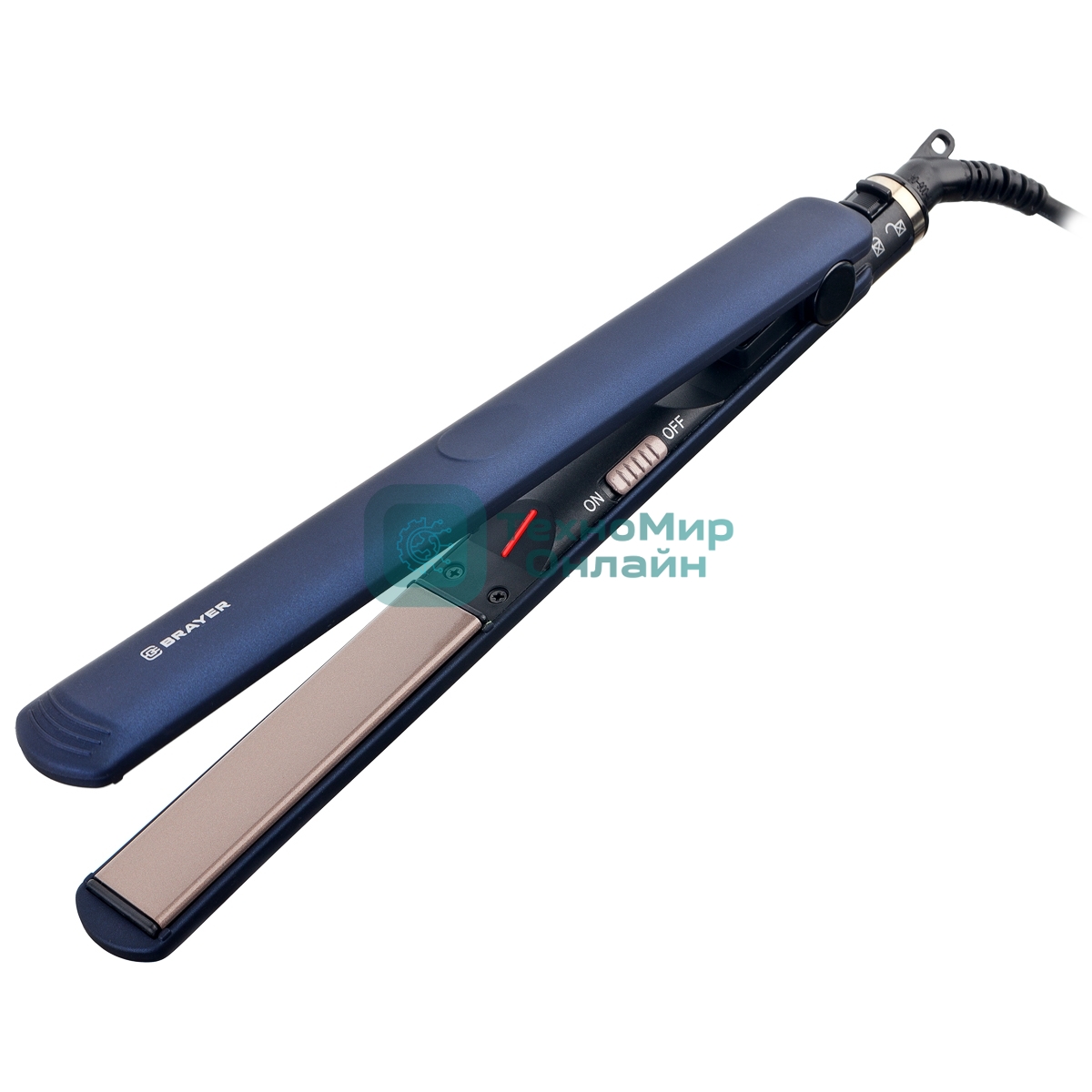 Выпрямитель для волос BRAYER BR3303 синий, 22 мм, 220 °C, 1 режим