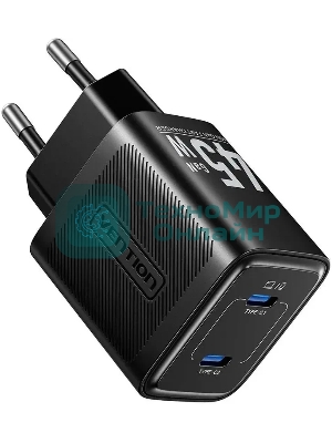 Сетевое зарядное устройство Vention на 2 порт USB С+C GaN 45W Черный