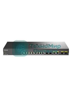 Коммутатор D-Link DXS-1210-12TC/B1A, 8×10 Гбит/с + 2×10 Гбит/с SFP+ + 2×10 Гбит/с Combo, управляемый
