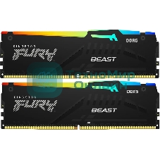 Оперативная память Kingston Fury Beast, DDR5, 16Gb (2x8GB), 5600MHz, CL40, DIMM, с радиаторами, RGB, черный